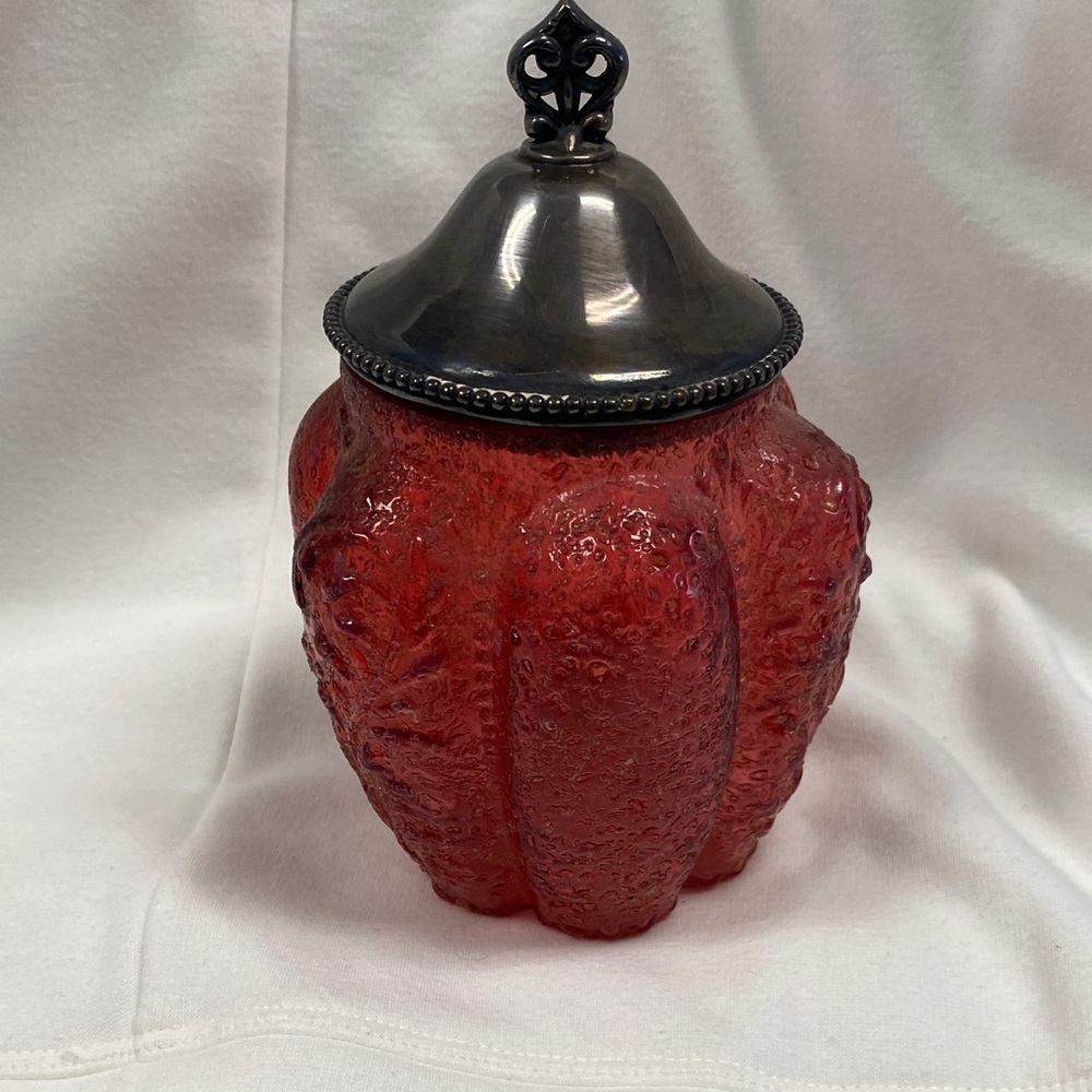 Antique Consolidated Glass Torquay Silverplate lidded jar